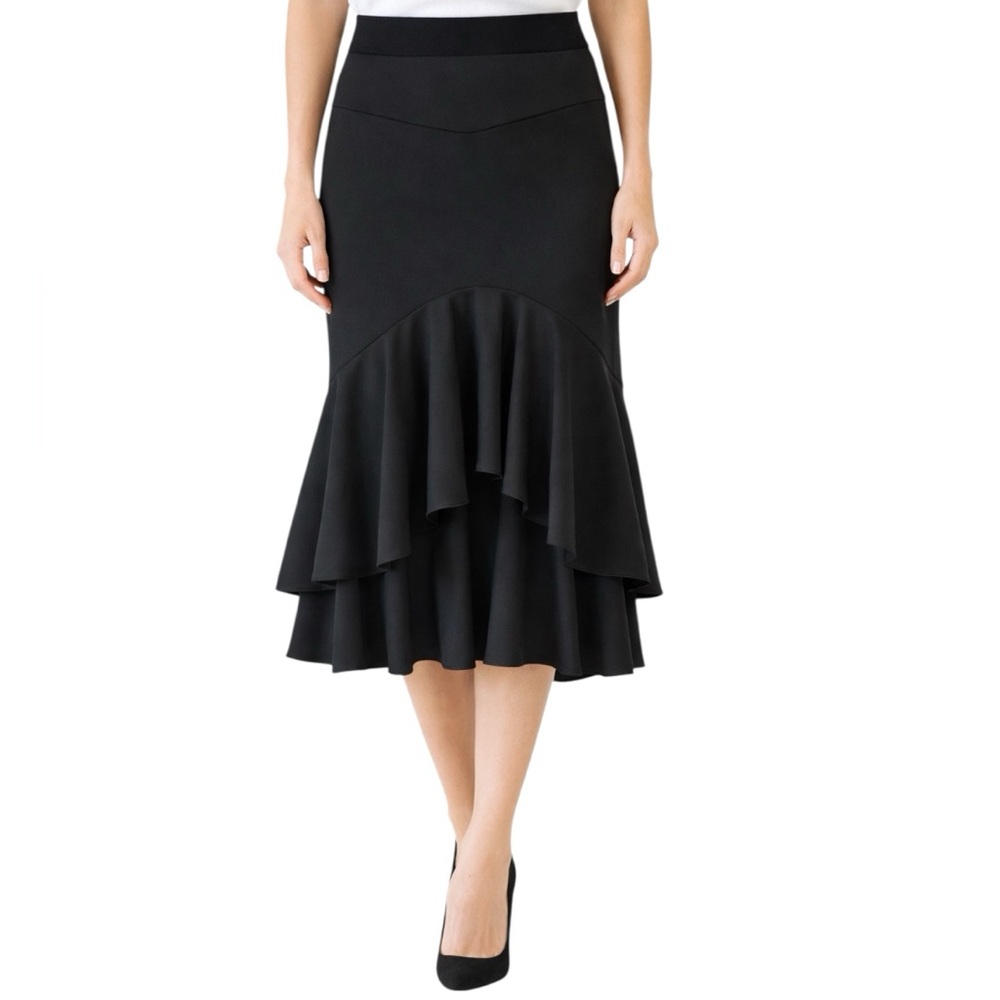 Trina Turk Black Ruffle Skirt Size 2